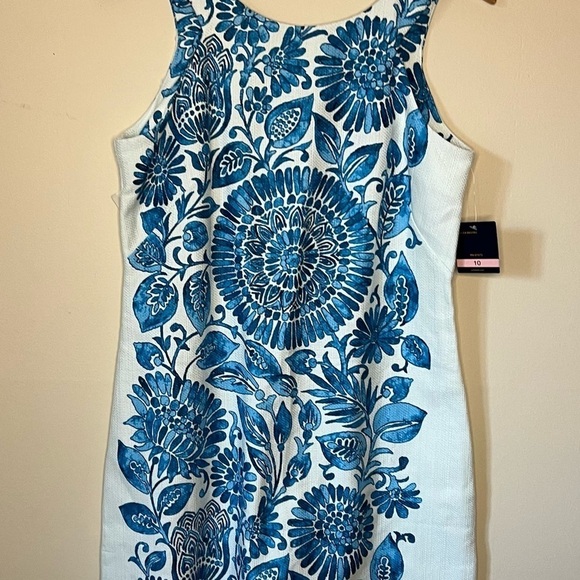 Just…Taylor NWT Halter Dress Pop Hopsak Medallion Leaf Blue Cotton Size 10 - Picture 11 of 14